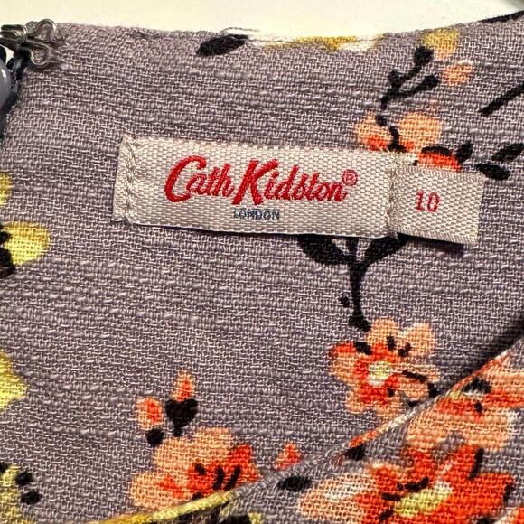 Cath Kidston Women's Gray Yellow Floral Short Sleeve Cropped Blouse Tops Size 10 - Picture 2 of 5